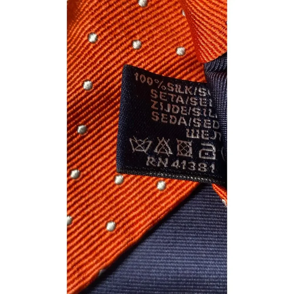 Polo Ralph Lauren Made Italy Silk Tie Orange / cream-white Dots